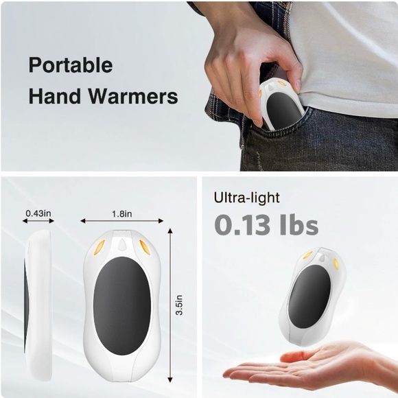4000mAh Electric Hand Warmers Portable Reusable Magnetic [2 Pack - White] NWT - Picture 5 of 9